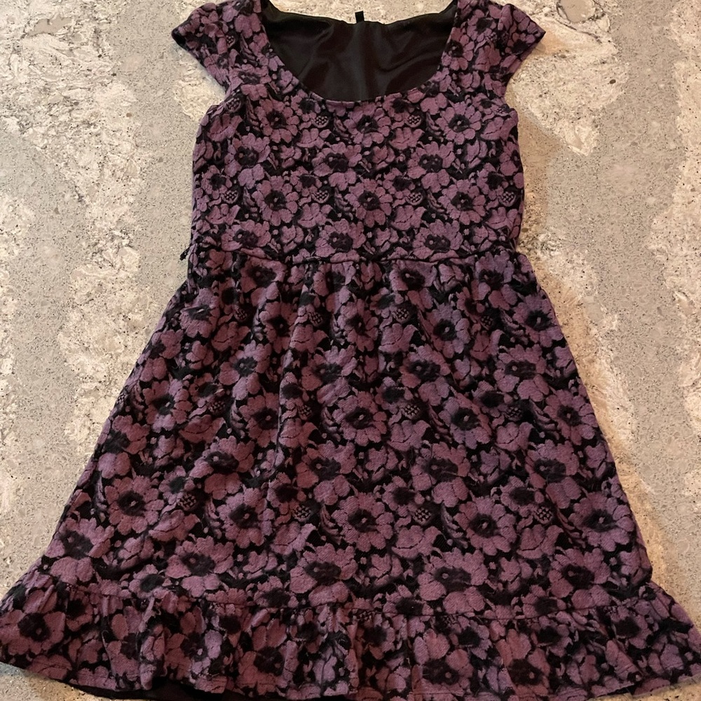 Vintage purple and black cotton lace dress goth